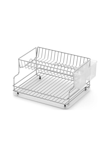 Geseus Home İki Katlı Tabaklık Bulaşıklık Krom Şeffaf Kb005