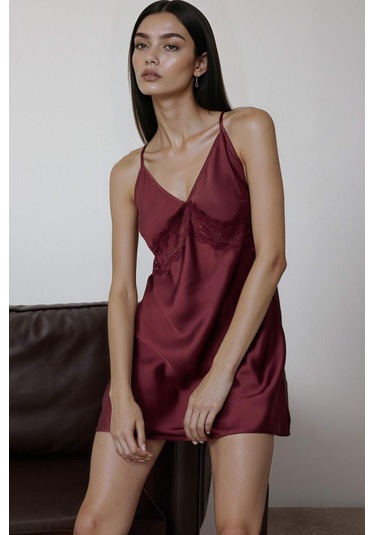 Defacto Regular Fit V Yaka Saten Askılı Gecelik-fall İn Love G1669ax25aubr210 Bordo-br210 Defacto Regular Fit V Yaka Saten Askılı Gecelik-fall İn Love G1669ax25aubr210 Bordo-br210