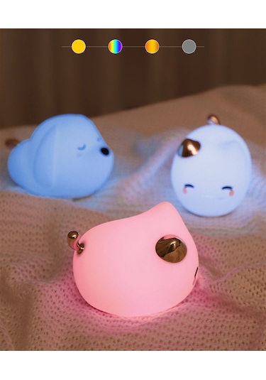 Baseus Cute Series Silikon Sevimli Kitty Karikatür Gece Lambası Beyaz