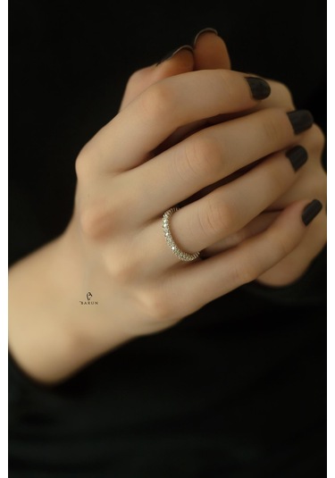 Tamtur Tek Sıra Yuvarlak Taşlı 925 Ayar Gümüş Yüzük