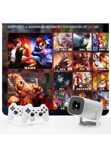 Projeksiyon Cihazı 200 Lümen 2 Kol li 4k 1080p Hd Projektor 3d Oyun Keyfi Android