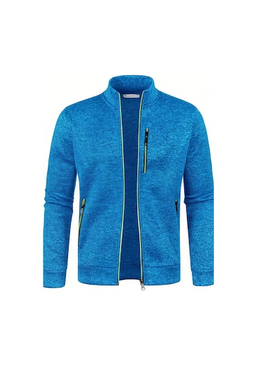 Ghassy Co. Erkek Kırçıllı Yüzey Hafif Rüzgar Geçirmez Tam Fermuarlı Polar Ceket Turkuaz