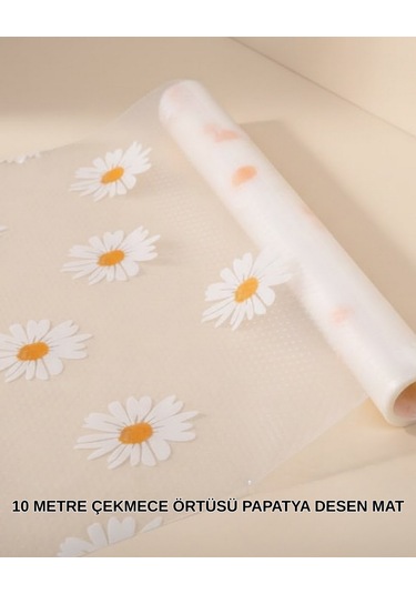 Nrzsnt 10 Metre Papatya Desenli Kolay Temizlenebilir Çekmece Matı
