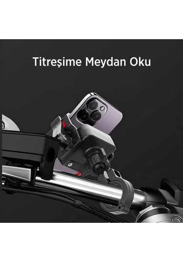 Vtn-31 Gidon Bağlantılı 360 Derece 3.5 -7.2 Uyumlu Motosiklet Bisiklet Telefon Tutucu Siyah