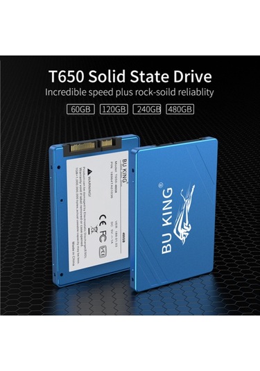 Bu Kıng Ssd2.5 İnç Black Bear Uyumluluk Hız İletimi Ve Kaya Gibi Sağlam Güvenilirlik Yüksek Kaliteli Bellek Yongaları Siyah 60 Gb