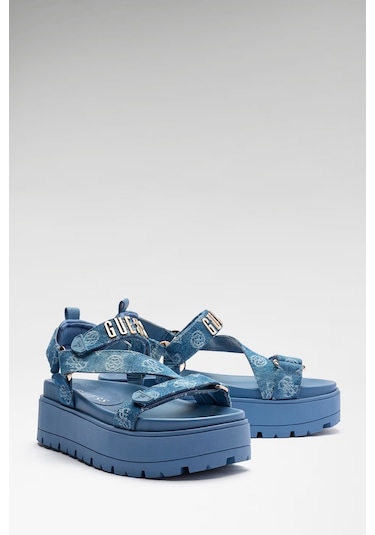 Guess Fetta Kadın Denim Sandalet Fljfttden03 Mavi
