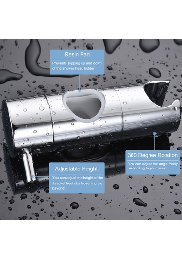 Konesam Banyo Duşu Kolu Tutucu, 19-25mm Borular İçin Uyarlanabilir Yükseklik, 360 Dönebilen, Abs Plastiği İle Chrome Kaplama Diğer