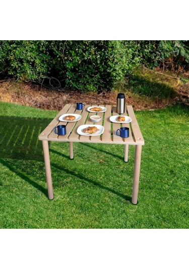 Asudehome Ahşap Katlanabilir Rulo Kamp Masası - Çantalı Piknik Ma