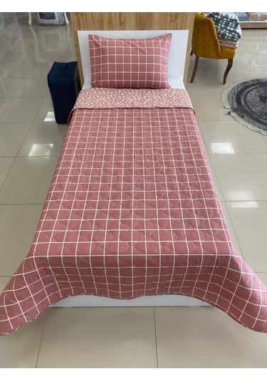 Fulya Tek Kişilik Çift Taraflı Kapitone Yatak Örtüsü Takımı Bordo