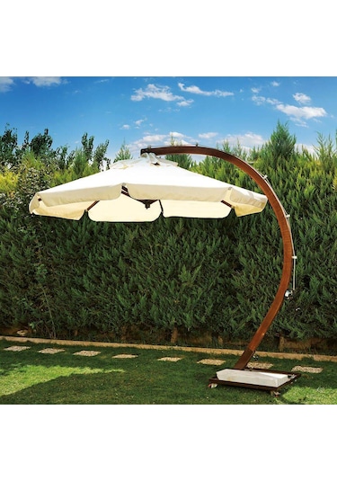 Ahşap Bahçe Ve Balkon Şemsiyesi Ø300 Cm Naturel Çam