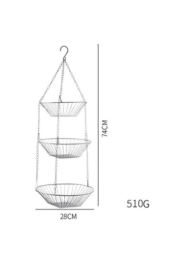 Pazly 3 Katlı Mutfak Askılı Meyve Sepeti - Modern Tasarım, Kolay Kurulum - 30 Ürün Diğer