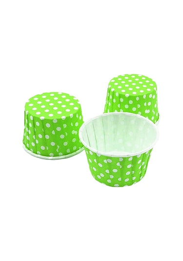 Yeşil Zemin Beyaz Puantiyeli Muffin Kabı 50x39 25'li