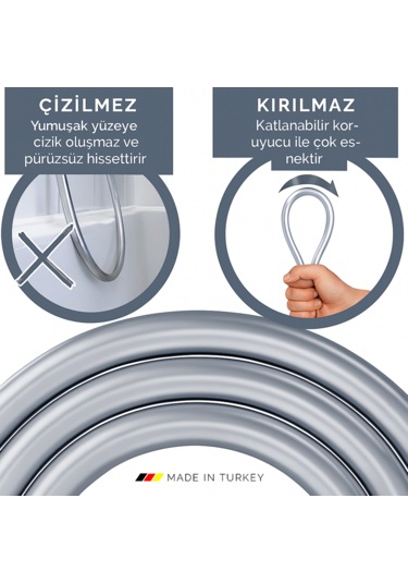 Dayanıklı Gri Silikon Duş Hortumu Kırılma Karşıtı, Esnek, Sızdı