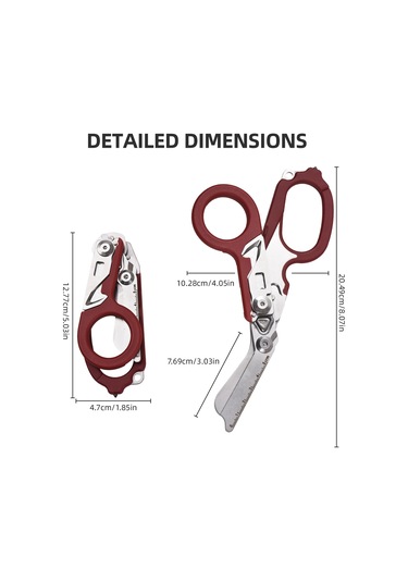 Yaozixa Kırmızı Çok Fonksiyonlu Çakı Pense - Dış Mekan Kamp İçin Katlanabilir Gergi, Cam Kırıcı, Açıcı Ve Ölçü Aleti