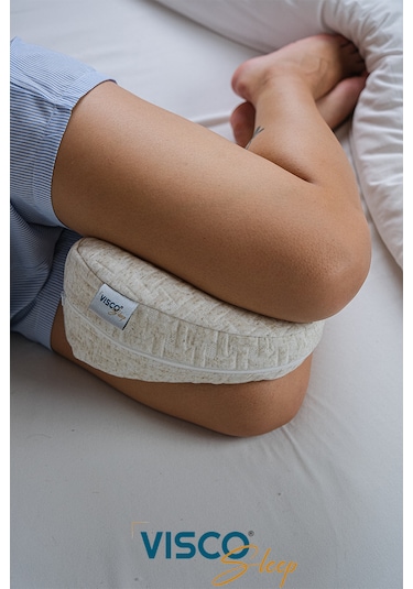 Bacak Arası Visco Yastık V Tipi Keten Kılıflı 25x23x14 Cm