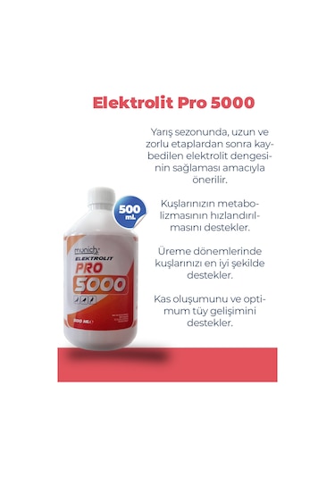 Kanatlı Hayvanlar İçin Elektrolit Pro 5000 500ml