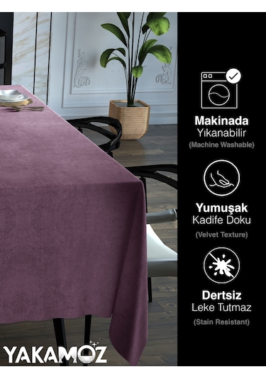 Lavanta Pembesi Kadife Dokulu Masa Örtüsü Dertsiz Velvet Touch Serisi Lavanta Pembesi