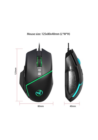 Mufunye Hxsj A876 Renkli Işık Efektli 6400 Dpı Ayarlanabilir Kablolu Oyun Faresi A876