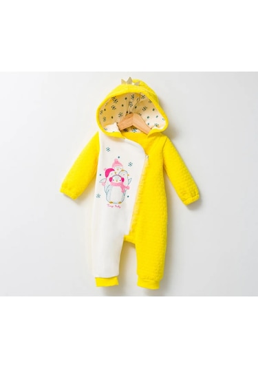 Yeni Sezon Crazy Penguins Fermuarlı Tulum Sarı