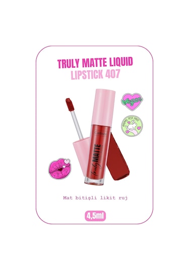 Callista Truly Matte Liquid Lipstick Mat Likit Ruj 407 Cherry Pop - Kırmızı