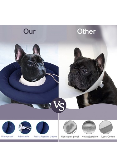 Geeroyoo Evcil Hayvanlar İçin Ayarlanabilir Boyunluk - Yara Koruma Ve Tırmalama Önleyici, Lacivert, 35cm Çap, Hafif Ve Konforlu. Mavi