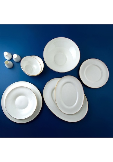 Jumbo 60 Parça Star Yemek Takımı Gold Altın - Beyaz