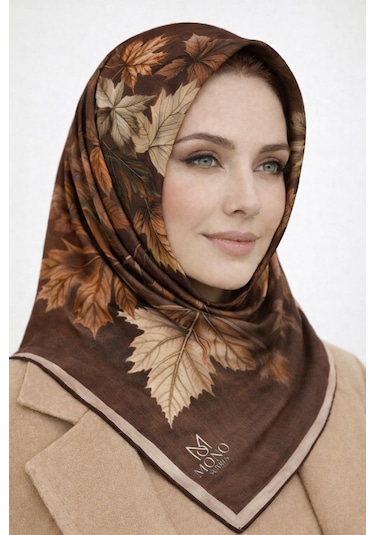 Mono Scarfs Soft Pamuk Eşarp-90 X 90 -06109 Kahverengi