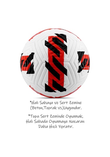 Kırmızı Yeni Desenli Futbol Topu 4 Astarlı No:5 480 Gr + Pompa Hediyeli X507 Kırmızı - Beyaz