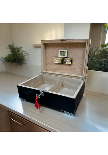 Lubinski İtaly Humidor Puro Kutusu Piano Parlak Siyah 40's