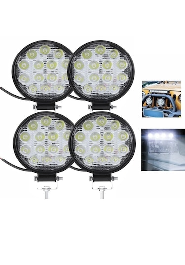 Point 4 Adet Off Road 14 Led 42 Watt Yuvarlak Traktör Tır Kamyon Tekne Sis Farı Çalışma Lambası 4 Adet
