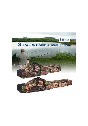 Jeehugo 150cm Ağac Kamoşlu Üç Katlı Katlanabilir Olta Çantası - 600d Dokuma, Geniş Bölmeler Ve Çekmecelerle Olta Malzemelerini Düzenle