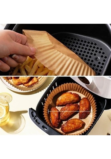 Ams Net Air Fryer Pişirme Kağıdı 50 Adet Tek Kullanımlık Hava Fritöz Yağ Geçirmez Yapışmaz Tabak Model