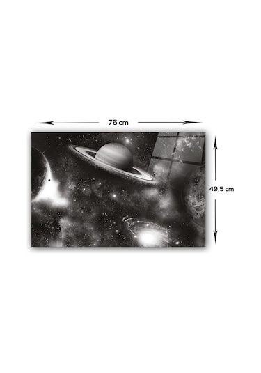 Decorita Cam Ocak Arkası Koruyucu Galaksi Desen Siyah - Beyaz Fon 49.5 x 76 CM