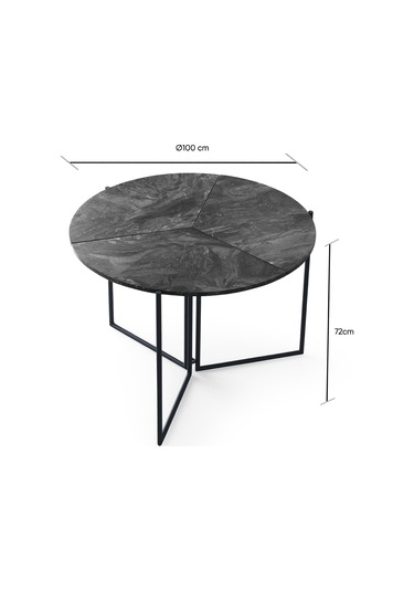 Çiçek Masa, Ay Sandalye, Siyah, 100x100 Siyah