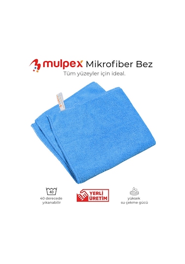 Mulpex Mikrofiber Genel Temizlik Bezi Mavi 40X40 cm. - 10 Adet