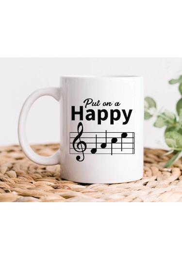 İngilizce Müzisyen Arkadaş İçin Hediye Kupa, Müzik Öğretmeni Kupa Bardak, Nota Tasarımlı Kupa