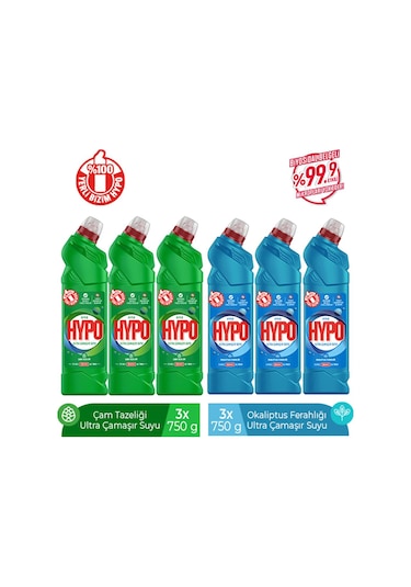Hyper Hypo Ultra Çamaşır Suyu Çam + Okaliptus 6 x 750 G