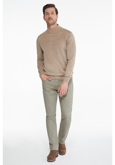 Hatemoğlu Yarım Balıkçı Erkek Triko Kazak Bej