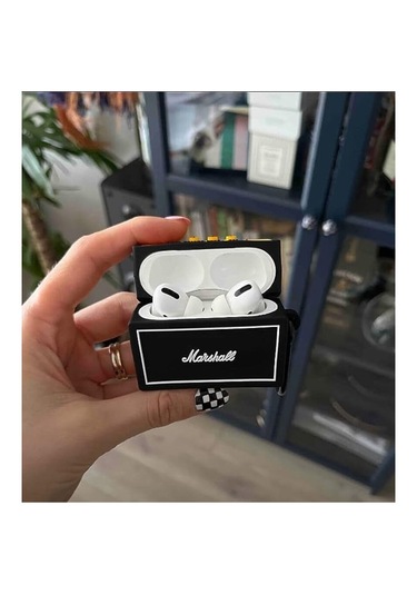 Apple Airpods Pro 3. Nesil 2025 Uyumlu Figürlü Silikon Kılıf Anahtarlıklı Kılıf Siyah - Sarı