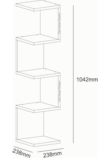 Antrasit Mdf Zigzag Köşe Duvar Rafı / Kitaplık