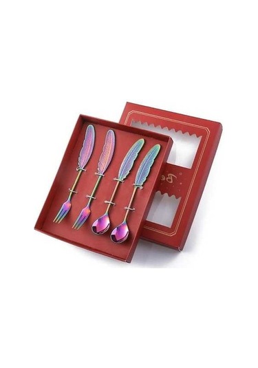 Fastbuy 304 Paslanmaz Çelik Tüy Tasarım Modern Şık Kaşık Çatal Gümüş Güzellik GÜmüş