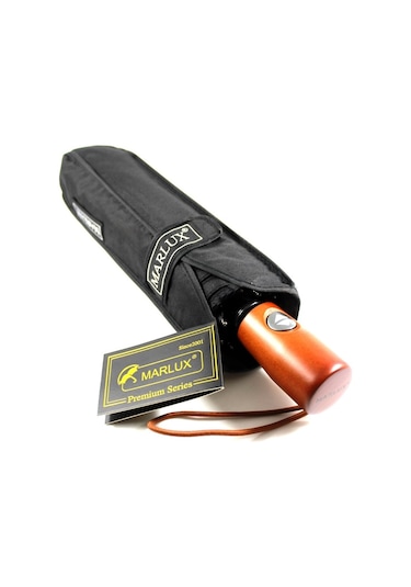 Marlux Wood Series Tam Otomatik Unisex Şemsiye Siyah