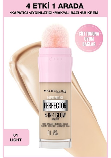 Maybelline New York Instant Perfector Glow 4 Etki 1 Arada Fondöten- 01 Light