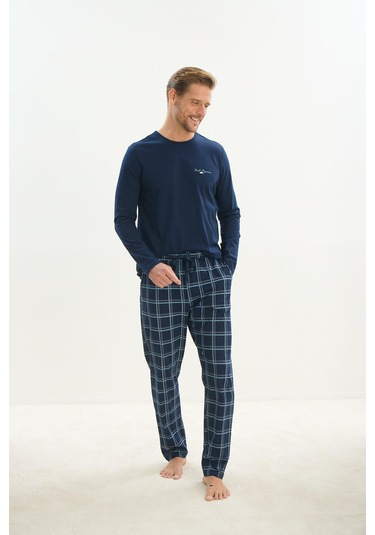 Erkek Uzun Kol Lacivert Pijama Takım C8t1n5o9 001