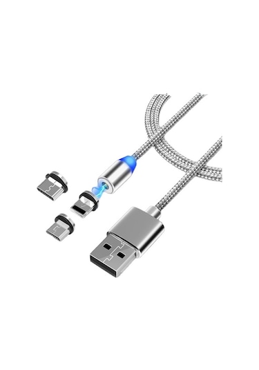 Micro Usb Type C 4910P Mıknatıslı Data Şarj Kablo