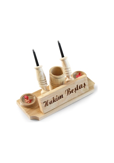 Masa Üstü İsimlik Ahşap Masa Üstü Kalemlik - M757