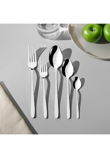 Nehir Sultan Sade 6 Kişilik 30 Parça Çatal Kaşık Takımı Bej