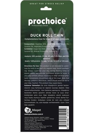 Prochoice Duck Roll Thin Ördek Derili Köpek Ödül Çubuğu 2 Parça