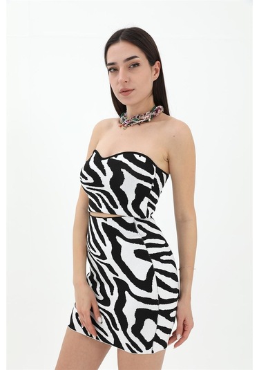 Zebra Desen Etek - Siyah - Siyah