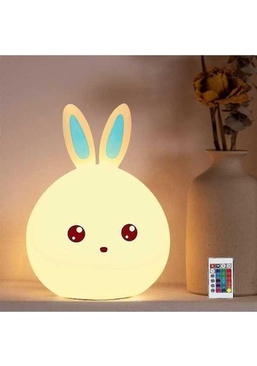 Opulentliving Bebek Tavşan Gece Lambası, Şarj Edilebilir, Çok Renkli Yürü, Rahatlatıcı Işık Çok Renkli